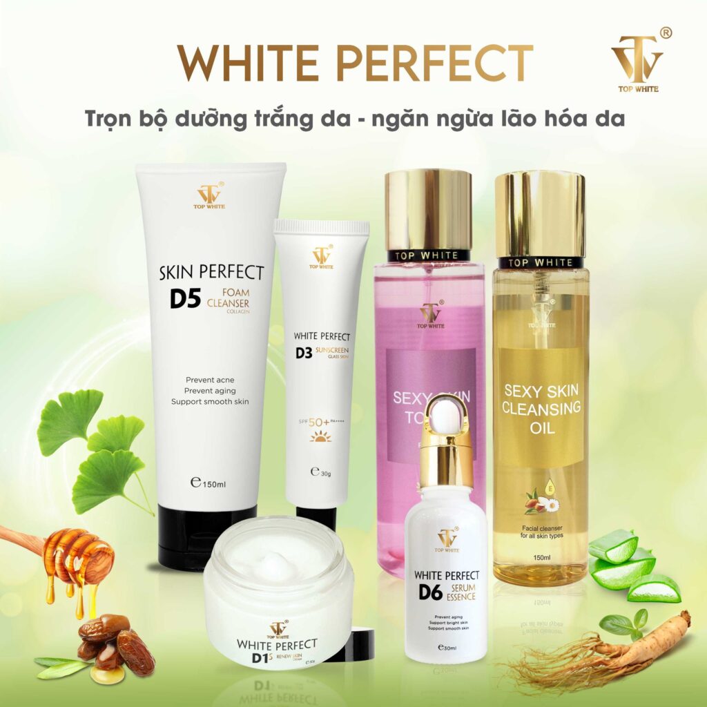 A set of skin whitening and anti-aging products