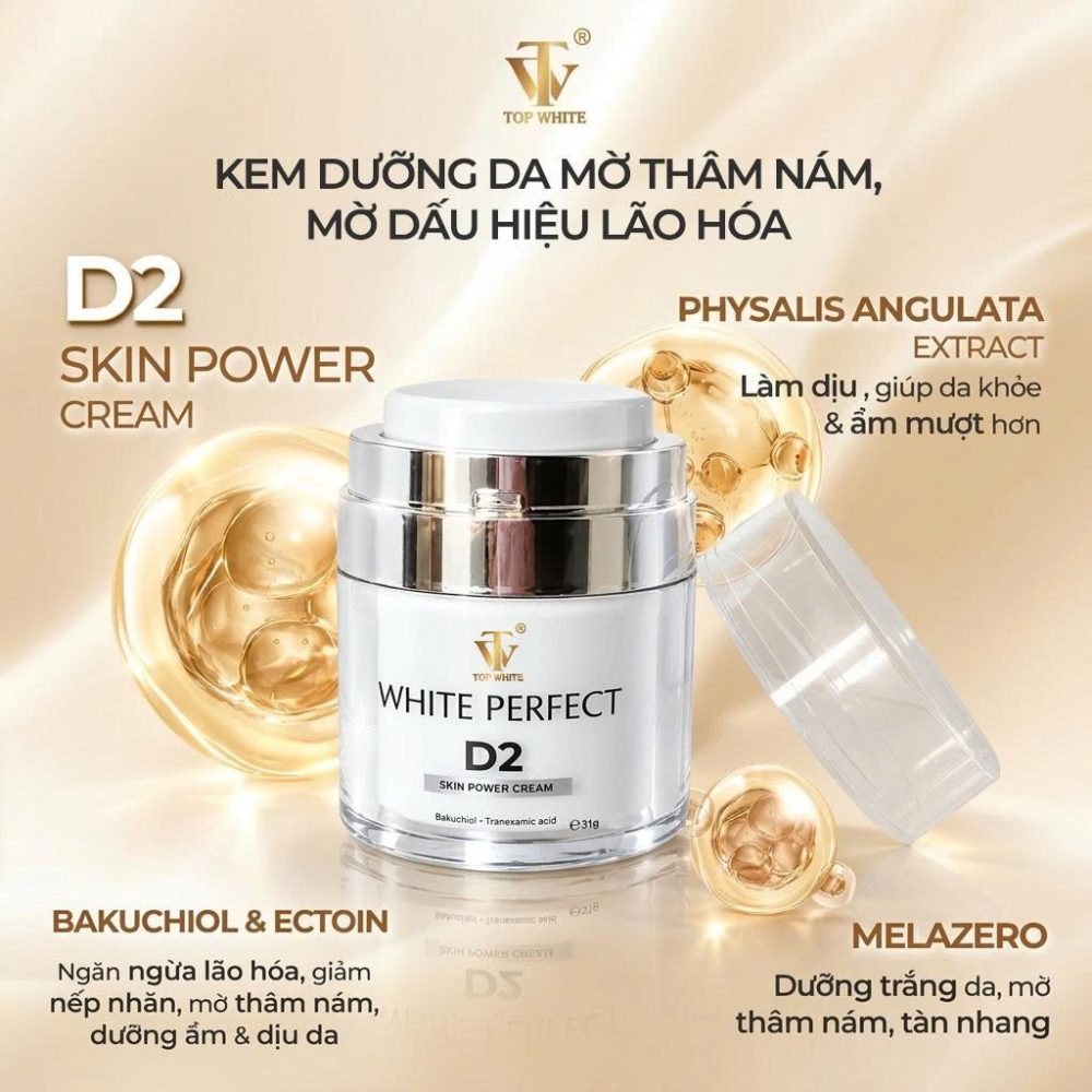 Kem dưỡng da làm mờ vết thâm nám và dấu hiệu lão hóa White Perfect D2 Skin Power Cream
